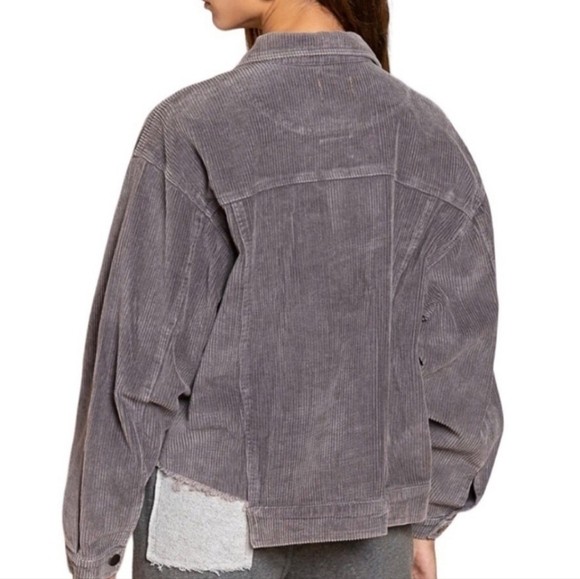 POL Gray Corduroy Jacket Destroyed Hem - Picture 3 of 8